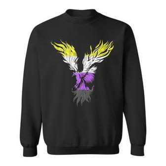 Nonbinary Flag Phoenix Bird Nonbinary Pride Genderqueer Lgbt Sweatshirt | Mazezy