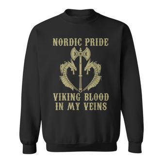 Nordic Pride Viking Blood In My Veins Axe Helmet Hoodie | Mazezy