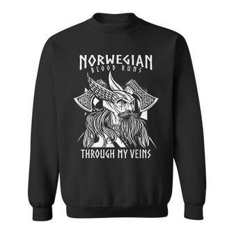 Norwegian Blood Runs Through My Veins Viking & Odin Sweatshirt | Mazezy