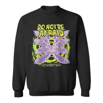 Do Not Be Afraid Realistic Angel Grunge Creepy Gothic Back Sweatshirt - Seseable