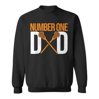 Number One Dad Lax Player Father Lacrosse Stick Lacrosse Dad Sweatshirt - Thegiftio UK