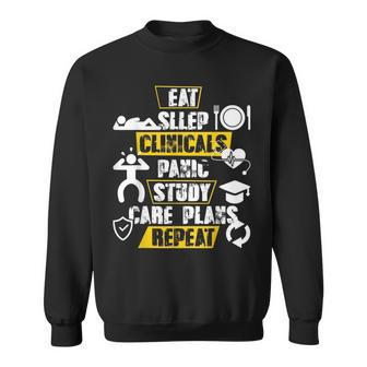 Nursing Student T Eat Sleep Clinicals Panic Sweatshirt | Mazezy