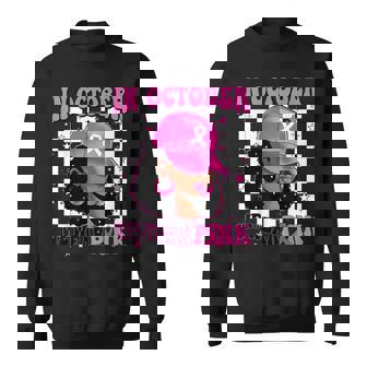 In October We Wear Pink Black Woman Breast Cancer Awareness Sweatshirt | Mazezy