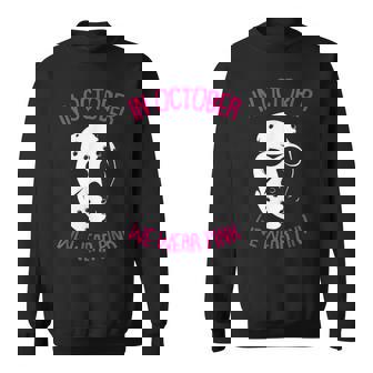 In October We Wear Pink Breast Cancer Awareness Horror Movie Breast Cancer Awareness Sweatshirt | Mazezy