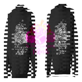 In October We Wear Pink Football Pumpkin Breast Cancer Sweatshirt | Mazezy