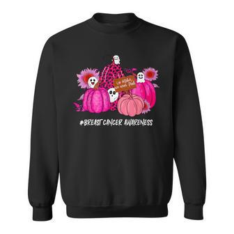 In October We Wear Pink Ghosts & Pumpkins For Breast Cancer Sweatshirt - Seseable