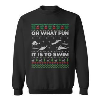 Oh What Fun It Is To Swim Ugly Christmas Sweater Sweatshirt - Monsterry AU