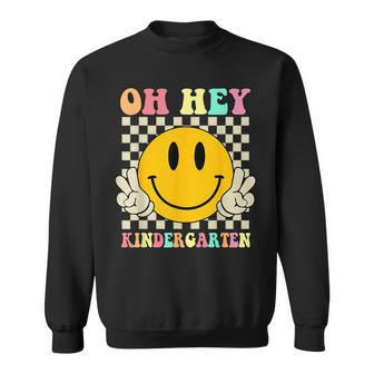 Oh Hey Kindergarten Hippie Smile Face Retro Back To School Sweatshirt | Mazezy