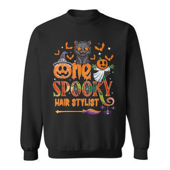One Spooky Hair Stylist Halloween Hair Stylist Cat Sweatshirt | Mazezy