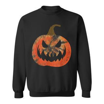 Orange Tie Dye Pumpkin Face Jack O Lantern Halloween Hippie Halloween Sweatshirt | Mazezy