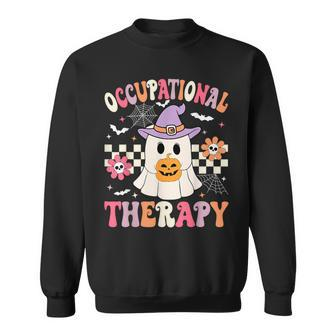 Ot Occupational Therapy Halloween Retro Ghost Ot Halloween Sweatshirt - Seseable