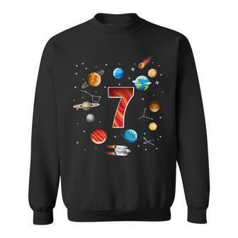 Outer Space 7 Years Old 7Th Birthday Boys Planets Astronaut  Sweatshirt