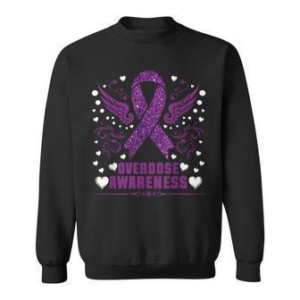 Overdose Awareness Purple Ribbon Drug Addiction Sweatshirt - Monsterry