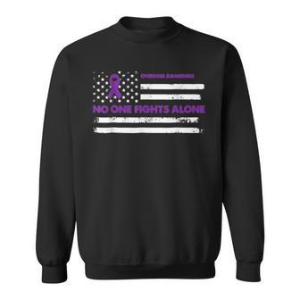 Overdose Awareness Purple Ribbon Us Flag Sweatshirt - Monsterry