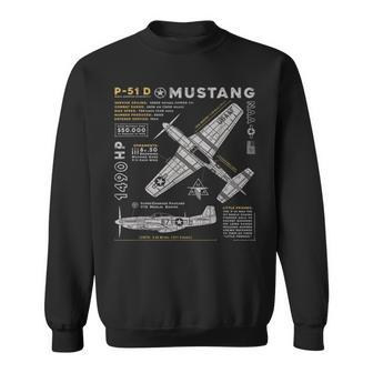 P-51 Mustang Wwii Fighter Plane Us Military Aviation Design Sweatshirt - Monsterry