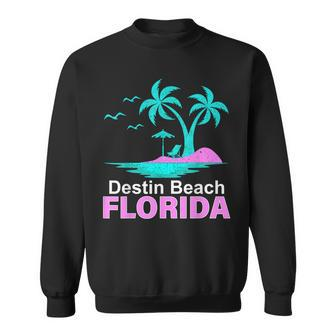 Palm Tree Sunset Summer Vacation Florida Destin Beach Sweatshirt | Mazezy