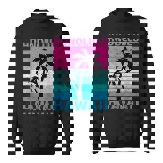 Palm Tree Vintage Family Vacation Hawaii Honolulu Beach Sweatshirt | Mazezy