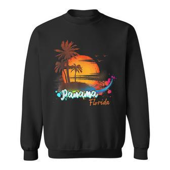 Panama Florida Beach Summer Vacation Palm Trees Sunset Men Florida Gifts & Merchandise Funny Gifts Sweatshirt | Mazezy