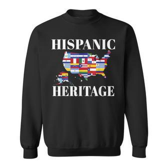 Hispanic Heritage Month All Countries Flag Inspiration Map Sweatshirt | Mazezy