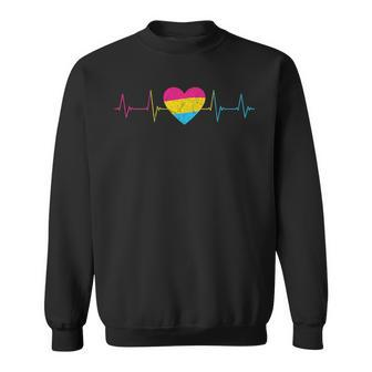 Pansexual Heartbeat - Pan Flag Ekg Pulse Line Lgbt Pride Sweatshirt | Mazezy
