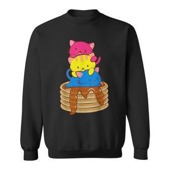 Pansexual Pride Flag Cute Cats On Pancakes Lgbt Pride Sweatshirt | Mazezy