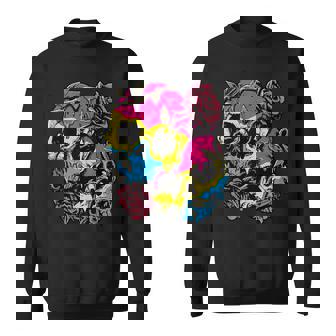 Pansexual Pride Pan Flag Skull Roses Subtle Lgbtq Sweatshirt | Mazezy