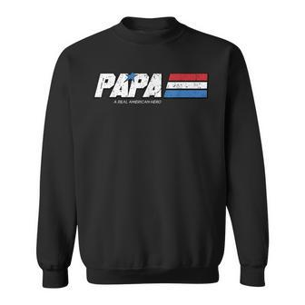 Papa A Real American Hero Funny Fathers Day Sweatshirt | Mazezy