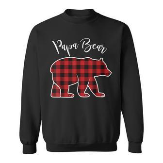 Papa Bear Pajama Red Buffalo Xmas Family Christmas Sweatshirt | Mazezy