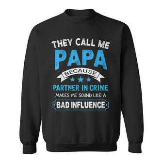Papa Partner In Crime Grandpa Gift From Grandchildren Sweatshirt | Mazezy