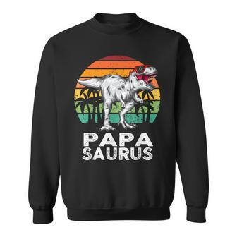 Papa Saurus Fathers Day T-Rex Dinosaur Lovers Funny Sweatshirt | Mazezy