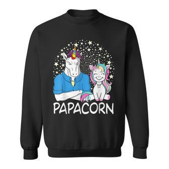 Papacorn Unicorn Dad And Baby Daddy Fathers Day  Gift For Mens Sweatshirt