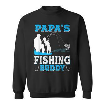 Papas Fishing Buddy For Grandpa Fisherman Kid Sweatshirt - Seseable