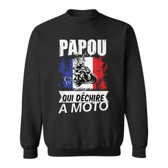 Papou Biker Mens Motorbike Gift Idea For Grandad Sweatshirt | Mazezy