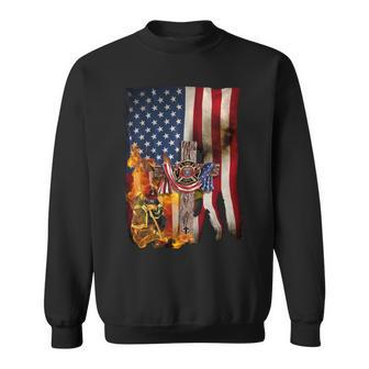 Patriot Day September 11 Firefighter God Bless Usa - Mens Standard Sweatshirt - Monsterry