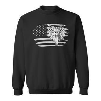 Patriotic American Biker Motorcycle Rider Gift Us Flag Biker Sweatshirt | Mazezy