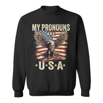 Patriotic American Flag Eagle 4Th July My Pronouns Are Usa Sweatshirt - Seseable