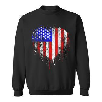 Patriotic American Flag Heart 4Th Of July Vintage Usa Flag  Sweatshirt