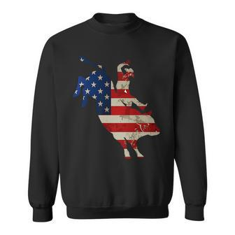 Patriotic American Rodeo Bull Riding Flag Perfect Cowboy Patriotic Funny Gifts Sweatshirt | Mazezy