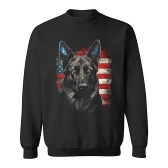 Patriotic Black German Shepherd American Flag Dog Gifts Sweatshirt - Seseable