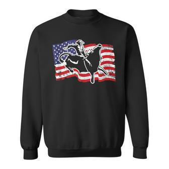 Patriotic Bull Rider Western Rodeo American Flag Bull Riding Patriotic Funny Gifts Sweatshirt | Mazezy