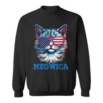 Patriotic Cat Sunglasses American Flag 4Th Of July Meowica  Sweatshirt