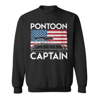 Patriotic Pontoon Captain Us American Flag Funny Boat Owner Sweatshirt - Seseable