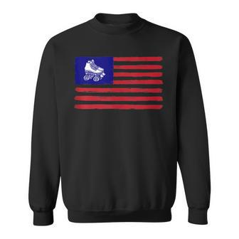 Patriotic Roller Skating American Flag Usa Distressed Patriotic Funny Gifts Sweatshirt | Mazezy
