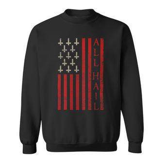 Patriotic Satan American Flag Occult Pentagram Baphomet 666 1 Sweatshirt - Monsterry AU