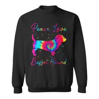 Peace Love Basset Hound Funny Dog Lover Gift Sweatshirt | Mazezy