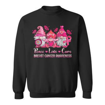 Peace Love Cure Gnomes Pink Ribbon Breast Cancer Awareness Sweatshirt