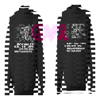 Peace Love Cure Pink Ribbon Breast Cancer Awareness Sweatshirt | Mazezy