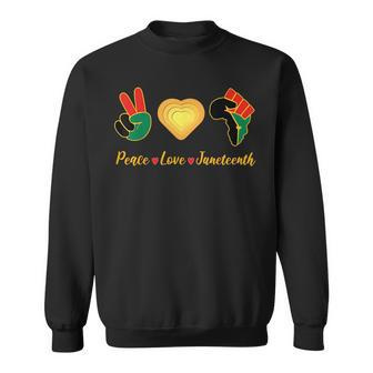 Peace Love Junenth Pride Black Girl And King Pride Month Funny Designs Funny Gifts Sweatshirt | Mazezy