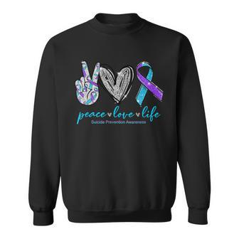 Peace Love Life Suicide Prevention Awareness Heart Ribbon Sweatshirt | Mazezy