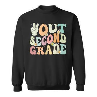 Peace Out Second Grade Retro Groovy Last Day Of School 2023 Sweatshirt | Mazezy